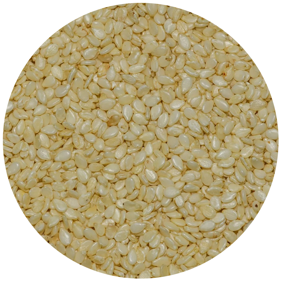 White hulled sesame seeds, supplied for export alongside our Rice