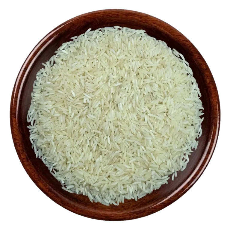 C-9 steam Rice in a dark wooden bowl